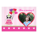 Kids Panda Valentine's Birthday Party Photo Invita Custom Invitation