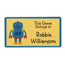 Kids Personalized Blue Robot Toy Sticker Custom Shipping Label