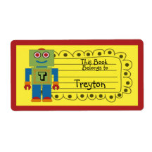 Kids Personalized Robot Book Sticker Custom Shipping Labels