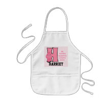 Kid's Pink Hippo Monogrammed "H" Apron