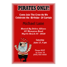 Kids Pirate  Birthday Invitation