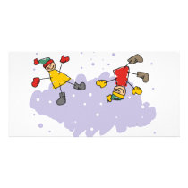 Kids Playing In The Snow Photo Greeting Card