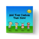 Kids Playing Outdoors on a Sunny Day buttons