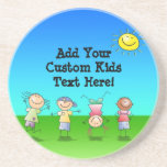 Kids Playing Outdoors on a Sunny Day coasters