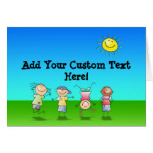 Kids Playing Outdoors on a Sunny Day Greeting Card