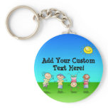 Kids Playing Outdoors on a Sunny Day keychains