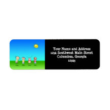 Kids Playing Outdoors on a Sunny Day Return Address Label