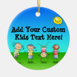 Kids Playing Outdoors on a Sunny Day ornaments