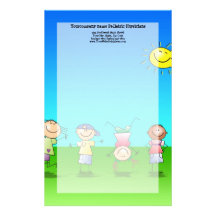 Kids Playing Outdoors on a Sunny Day Stationery