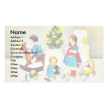Kids playing with toys and christmas tree business card templates