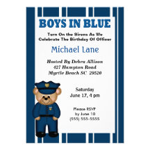 Kids Policeman Birthday Invitation