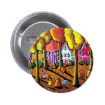 Kids Raking Leaves Pinback Button