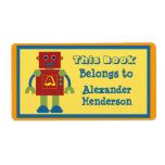 Kids Robot Monogram Book Sticker labels