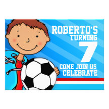 Kids soccer / football sports birthday invitation
