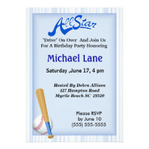 Kids Softball Birthday  Invitation