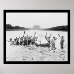 Kids Swimming at the Lincoln Memorial 1926 posters