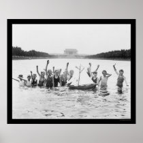 Kids Swimming at the Lincoln Memorial 1926 Poster