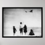 Kids Watching Louis Bleriot's Airplane 1919 Posters