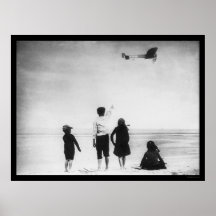 Kids Watching Louis Bleriot's Airplane 1919 Posters