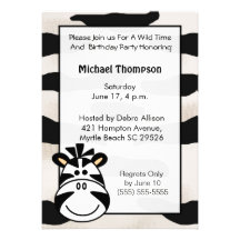 Kids Zebra Birthday Party Invitation