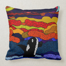 Killer Whale sunset fantasy mojo throw pillow