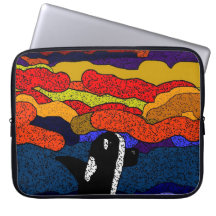 Killer whale sunset magic laptop sleeve
