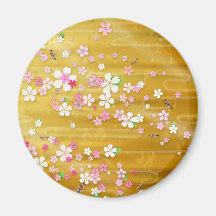 Kimono de Sakura d'or - conception de Japonais Aimants