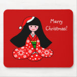 Kimono Girl Christmas Cartoon Illustration Mousepads