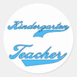 Kindergarten Teacher Blue Round Stickers