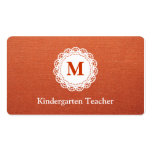 Kindergarten Teacher Elegant Lace Monogram Business Card