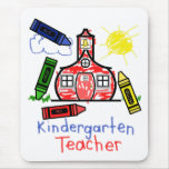 Kindergarten Teacher Mousepad - School & Crayons