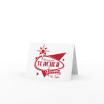 Kindergarten Teacher Retro Red 60's Inspired Sign cards