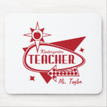 Kindergarten Teacher Retro Red 60's Inspired Sign Mousepad