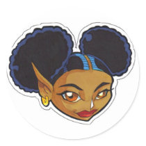 KINFfolkes AFRO PUFF Fairy Round Stickers