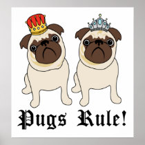 King and Queen Pug Posters and Prints