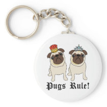 King and Queen Pugs Rule Keychains