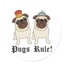 King and Queen Pugs Rule Stickers