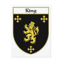 King Coat of Arms/Family Crest Postcards