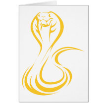 King Cobra in Swish Drawing Style Greeting Cards