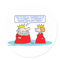 king dungeons dragons queen round stickers
