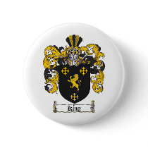 KING FAMILY CREST -  KING COAT OF ARMS PINBACK BUTTON