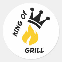 King of Grill Round Stickers