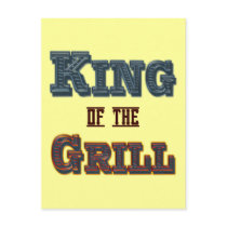 King of the Grill BBQ Cooking Slogan Postcards