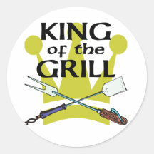 King of the Grill Round Sticker