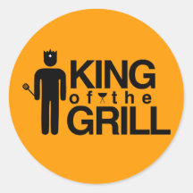 King of the Grill Round Stickers