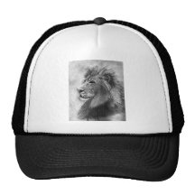 King of the Jungle, Hand drawn Lion in Graphite Hats