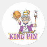 king pin bowling humour design round sticker