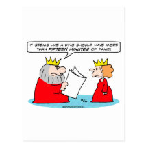king queen fifteen minutes of fame postcards