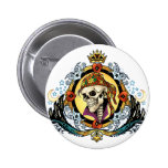 King Skull Pirate with Hearts by Al Rio Pinback Button