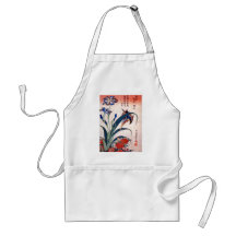 Kingfisher with Irises and Wild Pinks, Hokusai Apron